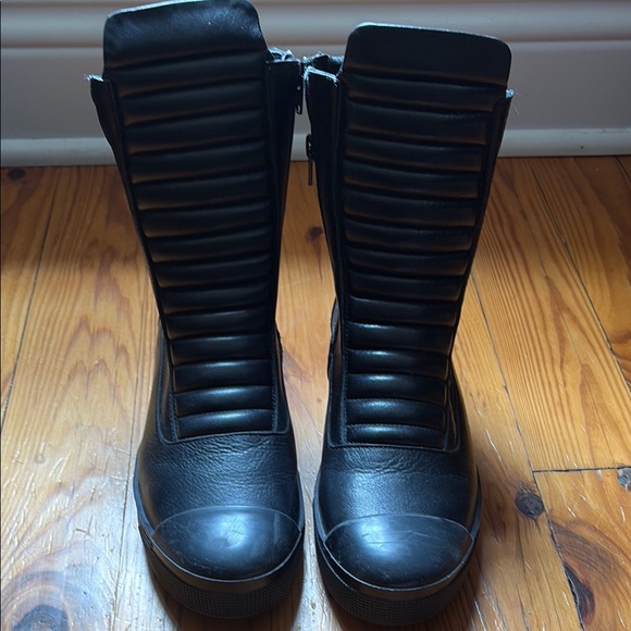 Black Combat Moto Boots size 8 - Picture 2 of 4